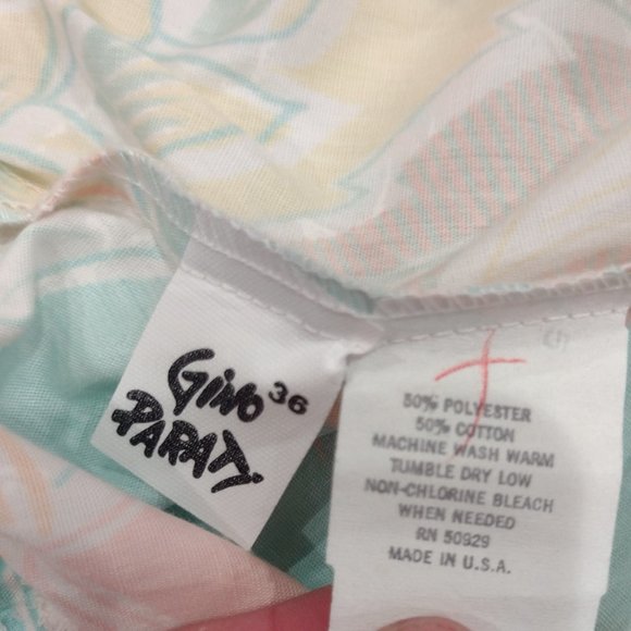 Vintage Shorts Hawaiian Paper Bag Drawstring 34 Gino Parati - Picture 4 of 5